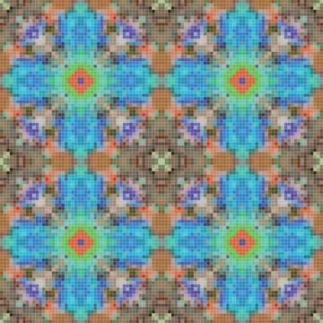 Mediterranean mosaic seamless pattern design, Repeat textile design, Surfac.. Illustrazione stock
