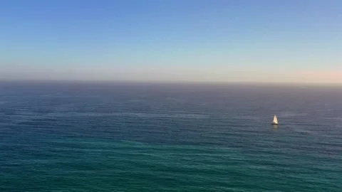 Mediterranean Ocean with boat Stock Footage 288462143