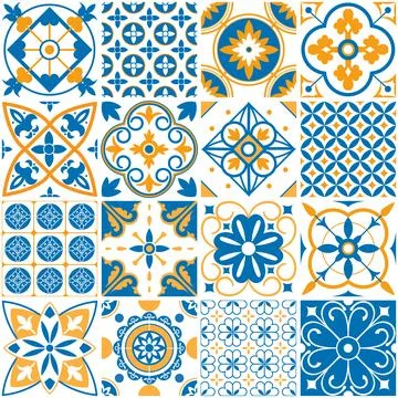 Mediterranean pattern. Decorative lisboa seamless patterns. Ornamental elem.. Stock Illustration
