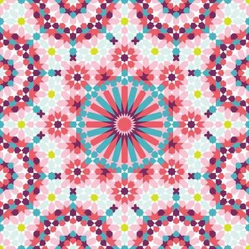 Mediterranean pink tile Seamless Textile Pattern Stock Illustration