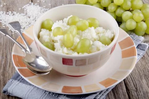 Mediterranean rice pudding with grape Stock Photos