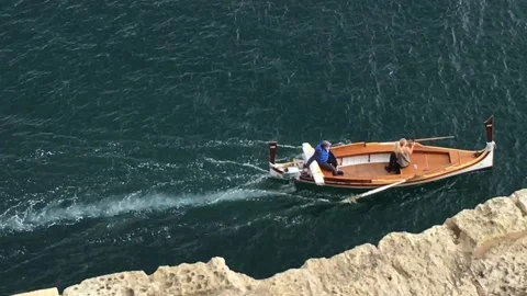 Mediterranean row boat Stock Footage 200789259