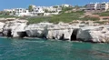 Mediterranean sea in Cyprus with caves on shore, Pejia, Pathos city HD Footage