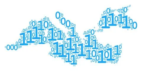 Mediterranean Sea Map Composition of Binary Digits Illustrazione stock