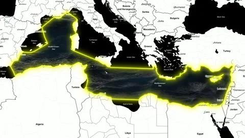 Mediterranean Sea Map Stock Footage 249138441
