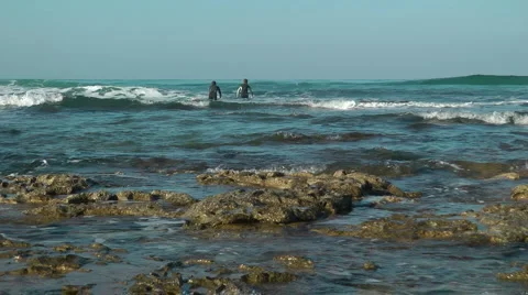 Mediterranean Sea Shore. Slow motion crane shot. Stock Footage 2551024