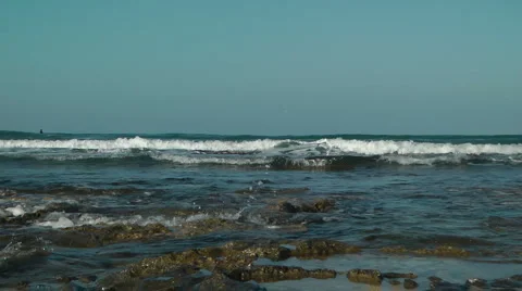Mediterranean Sea Shore. Slow motion crane shot. Stock Footage 2552053