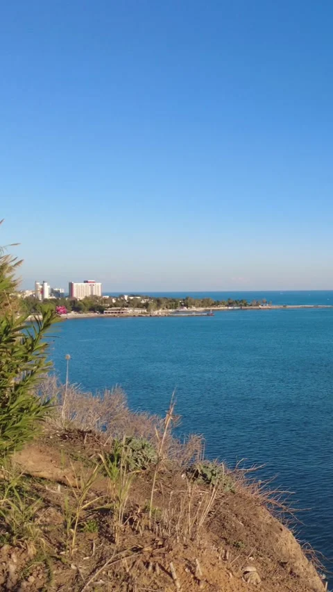 Mediterranean Sea View from Cliffs in Antalya, Turkey Vídeos de archivo 333445718