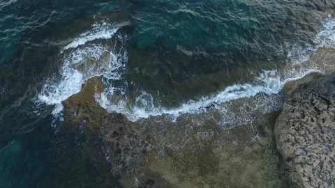 Mediterranean sea waves on rocks Stock Footage 163313951