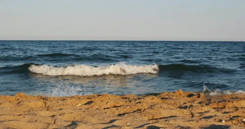 Mediterranean Sea waves view. Close up summer Spain sunset 動画素材 142587232