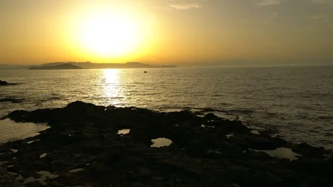 Mediterranean seaside at sunset Stock Footage 72650739