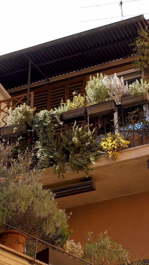 Mediterranean Style Balcony Laden Video stock 313866215