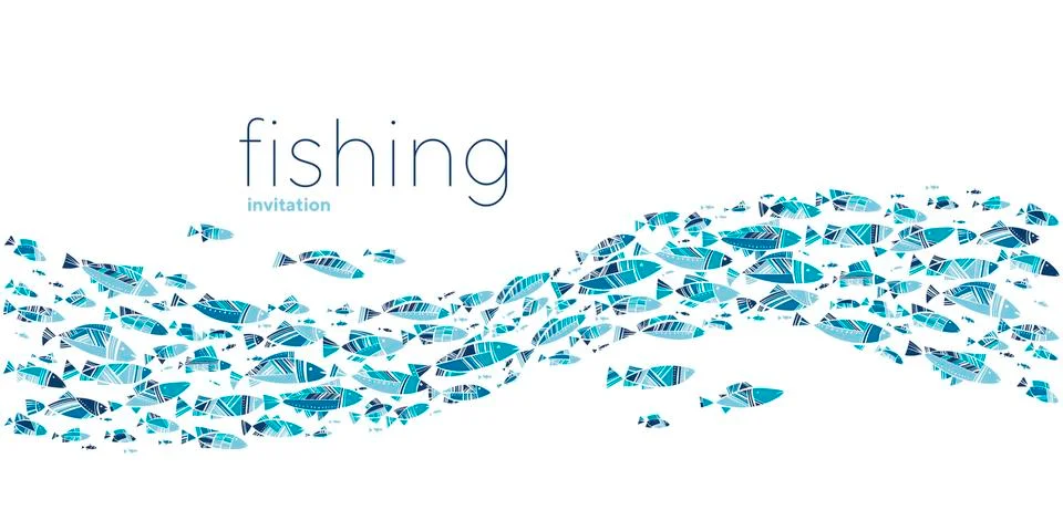 Mediterranean summer fish pattern Stock Illustration