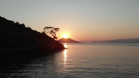 Mediterranean Sunset Aerial View Stock Footage 125908071