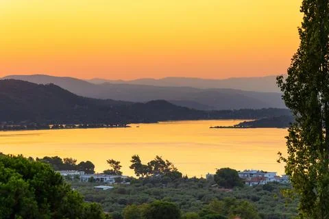 Mediterranean Sunset in Greece Foto stock