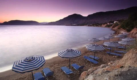 Mediterranean sunset at pefkos Stock Photos