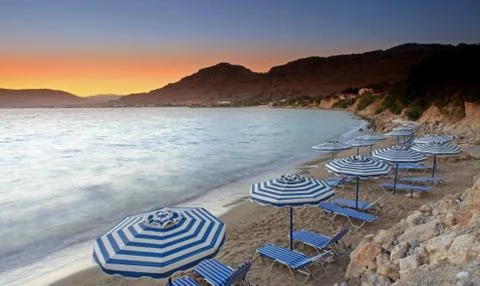 Mediterranean sunset at pefkos Stock Photos