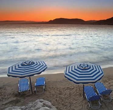 Mediterranean sunset at pefkos Stock Photos
