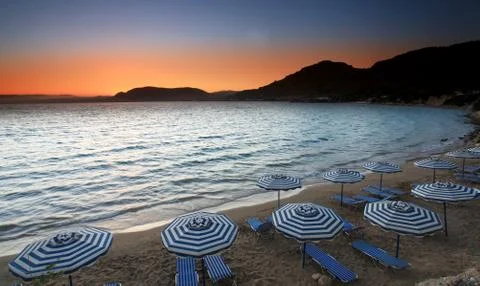 Mediterranean sunset at pefkos Stock Photos
