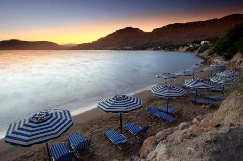 Mediterranean sunset at pefkos Stock Photos