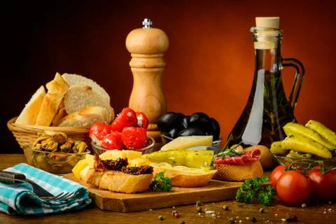 Mediterranean tapas snacks Foto stock