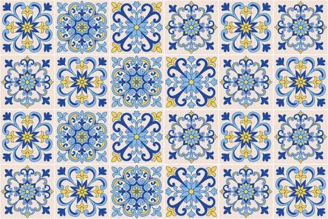 Mediterranean tile Pattern EPS Vector 스톡 일러스트
