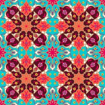 Mediterranean Tile Seamless Floral Pattern Blue White Illustrazione stock