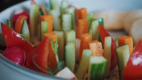 Mediterranean vegetable salad close-up view Stock Footage 122933720