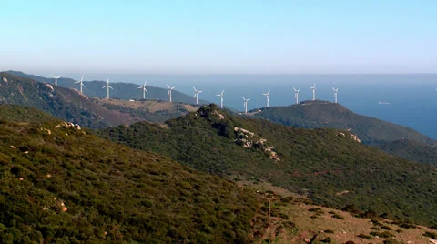 Mediterranean wind generators Stock Footage 28781205