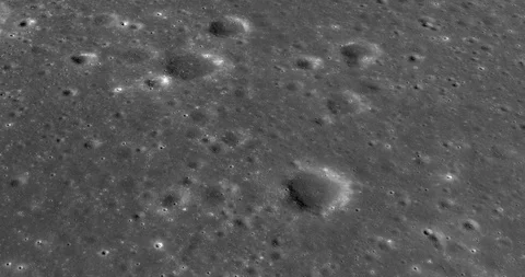 Medium-altitude circular tracking shot: cratered terrain, Mare Insularum Stock Footage 105599734