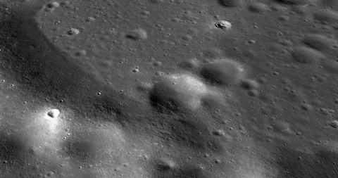 Medium-altitude circular tracking shot: ridged terrain south of Mairan Crater Stock-Footage 112030819