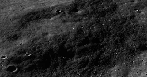 Medium-altitude circular tracking shot: south floor of Moretus Crater Video stock 112032289