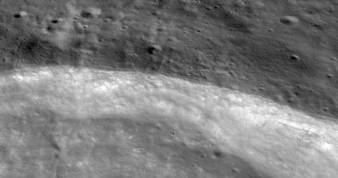Medium-altitude circular tracking shot: Harpalus Crater, Sinus Roris Vídeos de archivo 112036249