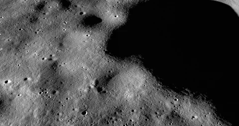 Medium-altitude circular tracking shot: rolling terrain NNE of Chaplygin Crater Stock-Footage 112036609