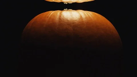Medium and close up of rotating ripe pumpkin. Ready for halloween or a delicious 動画素材 117737866