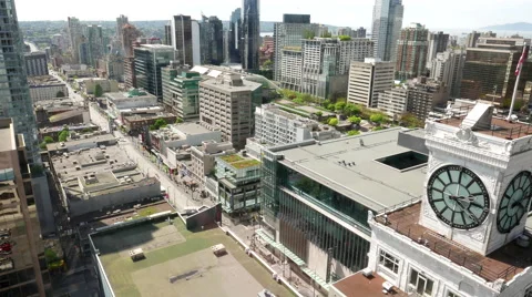 Medium angle aerial of downtown vancouver Stock Footage 62475532