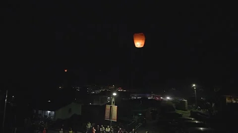 Medium angle - lantern floating scross screen Video stock 47285321