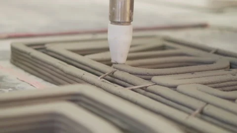 Medium Cement 3D Printing printing something 50fps Vídeos de archivo 246377651