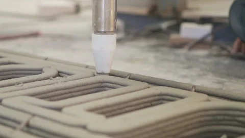 Medium Cement 3D Printing printing something2 50fps Stock-Footage 246380382