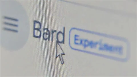 Medium Close up Google Bard oblique text with user moving cursor on screen Stock Footage 243284107