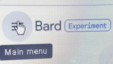 Medium Close up Google Bard text front view with user moving cursor on menu Stock Footage 243284121