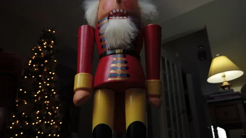 Medium close shot tilting up on a German nutcracker soldier Stock Footage 169082393