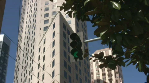  A medium close up shot of a US traffic signal. The shot was locked down for eas Video stock 352230
