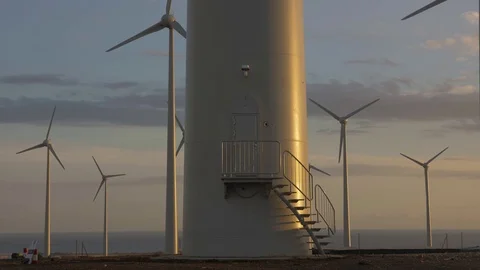 Medium close shot of wind generator entrance. Stock Footage 97464637