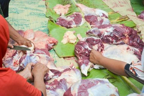 Medium cuts of beef, the best quality fire meat for steaks Stock Photos
