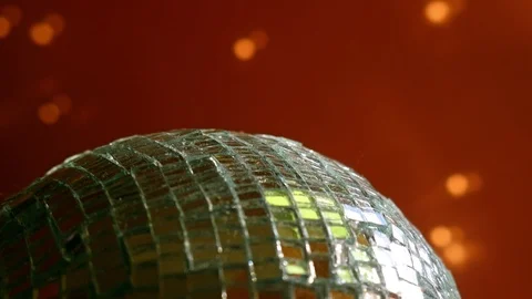 Medium disco ball reflect on orange background. Copy paste Stock Footage 120364435