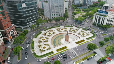 Medium-Fast Pan over HCMC's Saigon River. Busy Road. Ferry Station and People. Stock Footage 211816544