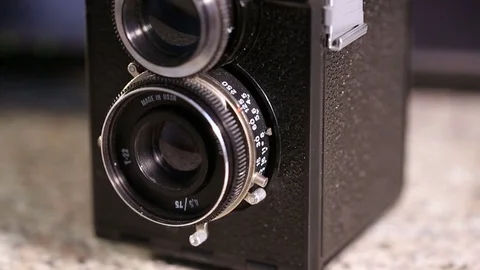 Medium format old film camera Video stock 72198764