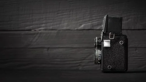 Medium format retro camera, on black. Collection and auctions Foto stock