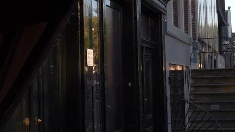 Medium of the front of the Anne Frank House and stairwell in the morning Video stock 252230203